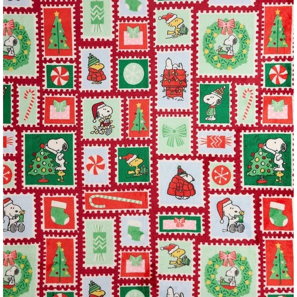 NEW 'THE BIG ONE' PEANUTS SNOOPY & WOODSTOCK CHRISTMAS WARM PLUSH THROW BLANKET